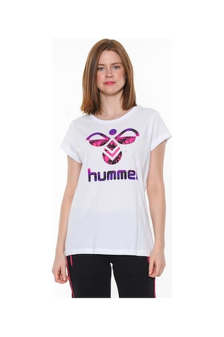 Hummel Triana Kadın Beyaz Baskılı Bisiklet Yaka Tişört