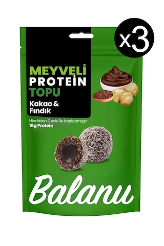 Meyveli Kakaolu & Fındıklı Protein Topları 110gr X3 Adet