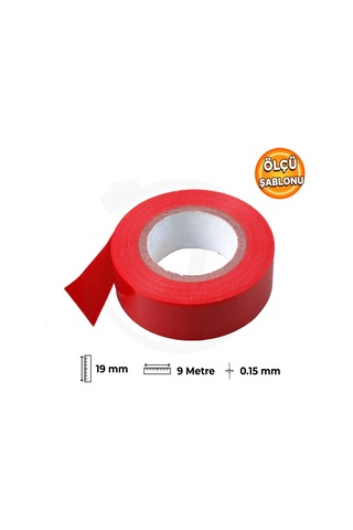 İzole Pvc Kırmızı Faz Hattı Elektrikçi Bandı 19mm X 9m Kablo İşaretleme Ve İzolasyon Bandı