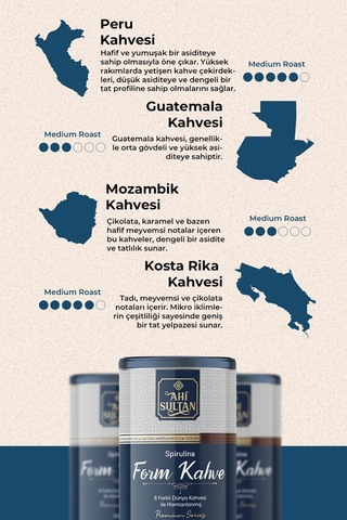 Ahi Sultan 8 Farklı Kahve ve Spirulina İçerikli  Form Kahvesi 100 G