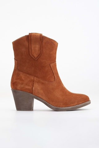 Analin Shoes Kadın Hakiki Deri Western Kovboy Bot Taba Süet