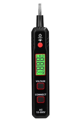 Jeehugo Akıllı Kontaklı Elektrik Test Kalemi: Lcd Ekranlı, Ac Gerilim Tespiti, Sıfır-aktif Tel Tanıma, Kesik Nokta Tespiti, Işık Ve Sesli Alarm, El Feneri Aaa Pil Dahil Değil Siyah