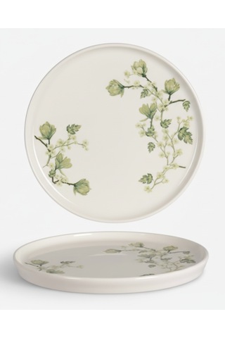 6 Kişilik Nodric Kenar Toledo Pasta Tabağı 20cm Dijital Freesia Desen Krem