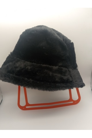 Kadın Kışlık Tüylü Bucket Siyah Şapka Siyah