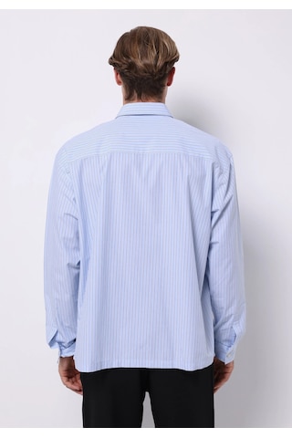 Colin's Colins Boxy Fıt Shirt Neck Çizgili Erkek Mavi Uzun Kol Gömlek Cl1075652 Q1.v1 Bsd Blue Striped