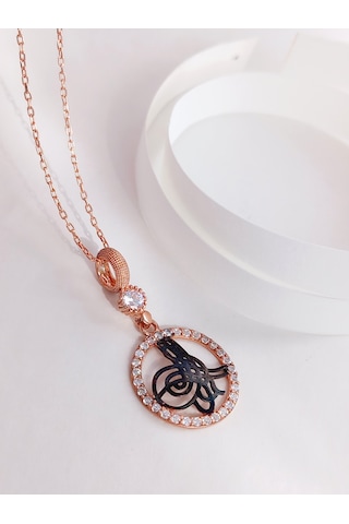 Keskin Gümüş Rose Osmanlı Tuğra Tasarım Kadın Gümüş Kolye