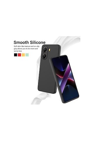 Xiaomi Poco X7 Pro İçin Düz Renk Sıvı Silikon Damlamaz Tam Kapsama Telefon Kılıfı Siyah