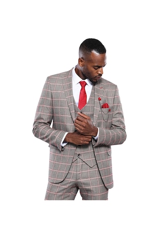 Wessi Ekose Desenli Slim Fit Gri Erkek Ceket - Wessi Gri