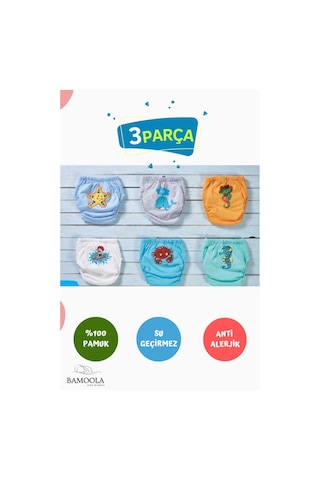 3 Adet Lüx Erkek 2 -3 Yaş Çocuk Alıştırma Külodu Sızdırmaz Renk Ve Desenlerde Farklılık Olabilir