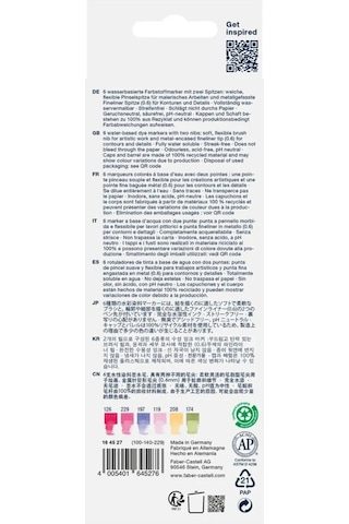 Faber-Castell Goldfaber Aqua 6’lı Çift Uçlu Marker Seti,Flowers Renkleri,Su Bazlı, Fırça ve Fineliner Uçlu