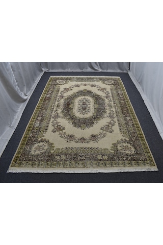 Zehra Abla Halı Vintage 6m2 El Dokuma Aubusson Model Eskitme Lüks Yün Salon Halısı 5867 Renkli