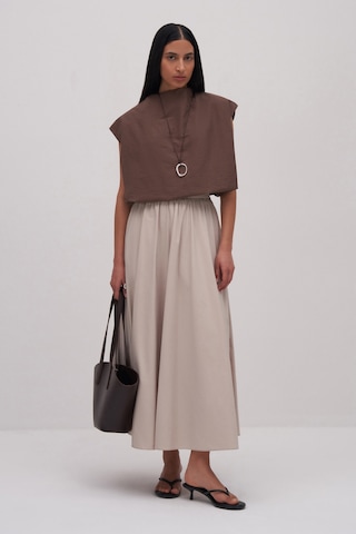 Charis Volanlı Midi Etek Bej