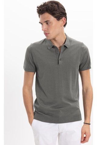 Tudors Erkek Slim Fit Dar Kesim Pamuklu Örme Triko Gri Polo Yaka Tişört-46226