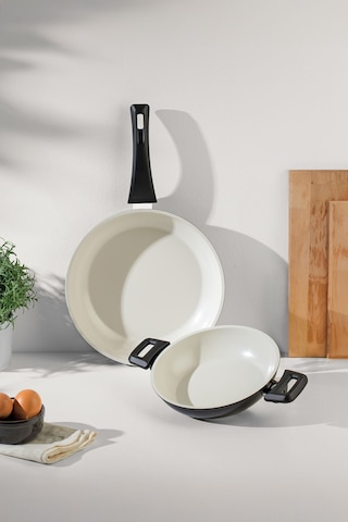 Nehir Ceramic Siyah 2 Parça Tava Seti Siyah