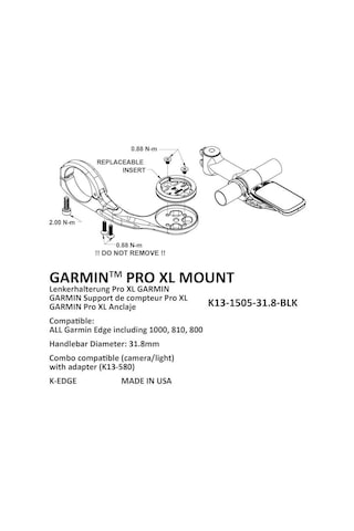 K-Edge Garmin Bağlantısı Pro XL K13-1505 Mount Siyah