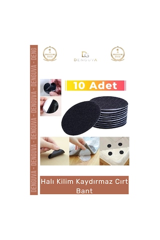 Cırtbant Halı Kaydırmaz Ped Yıkanabilir Tekrar Kullanılabilir Güçlü Sabitleyici 5 Cm 10 Adet Cırt B