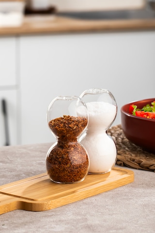 Porsima 3797 Cam 2li Tuzluk Biberlik Seti - 9,5x5cm Şeffaf