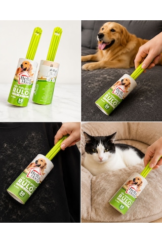 Kedi Köpek Tüy Toplayıcı Rulo, 30 Yaprak, Kıyafet - Koltuk - Kanepe Tüy Alma Aparatı
