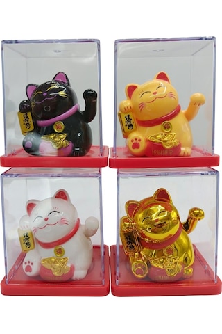 Dörtlü Maneki Neko El Sallayan Şans Kedisi Güneş Enerjili Set No05hdy