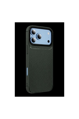 Newface Apple iPhone Uyumlu 18 Pro Auto Focus Karbon Kapak - Yeşil Düz Renkli