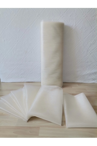 5 Adet Ekru 100x300 Kristal Tül Düğün Bohça Süsü Nikah Bohça Süsü Nişan Bohça Süsleme Tülü