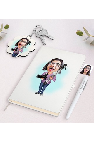 Kişiye Özel Kadın Profesyonel Fotoğrafçı Karikatürlü Beyaz Defter