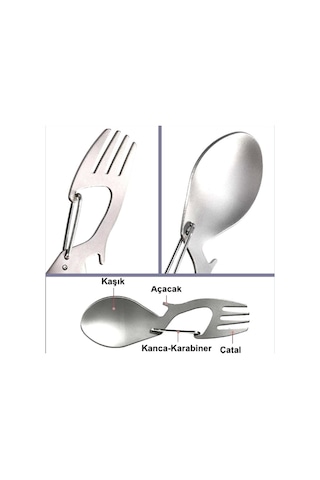 Omeniv Çelik Çatal Kaşık Karabina Anahtarlık Çadır Kamp Outdoor Çok Renkli