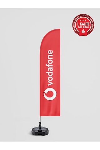 Vodafone Logolu Yelken Bayrak Set No:2 - Raşel Kumaş 1. Kalite 75 x 300 CM