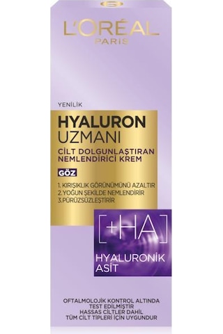 L'Oreal Paris Hyaluron Uzmanı Cilt Dolgunlaştıran Nemlendirici Göz Kremi 15 ML
