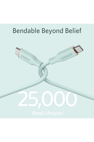 Flybuy Anker A8553 Powerline Iıı 1.8m Cilt Dostu Çift Tip-c Veri Kablosu Pd100w Hızlı Şarj, Siyah