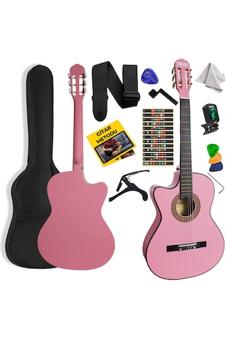 Cg-396pk Solak Klasik Gitar Pembe Renk Full Set Sap Ayarlı 4/4