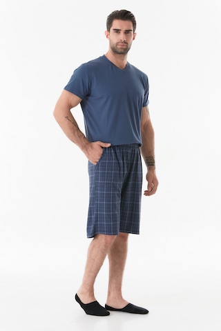 Fullamoda Ekose Desenli V Yaka Pijama Takımı 24mıcg631212243-indigo 24MICG631212243-İndigo
