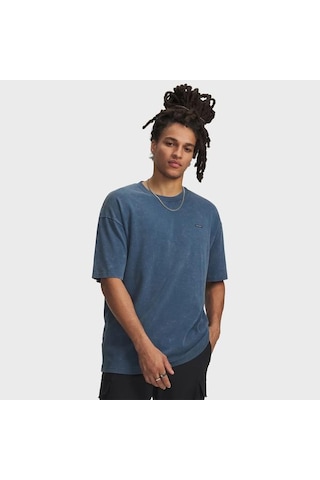 Under Armour Heavyweight Oversized Logo Wash Erkek Mavi Polo Yaka Tişört