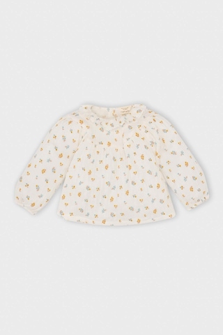 DeFacto Kız Bebek Müslin Çiçek Desenli Fırfırlı Yaka Uzun Kollu Gömlek D8764A524WNER105 Ekru