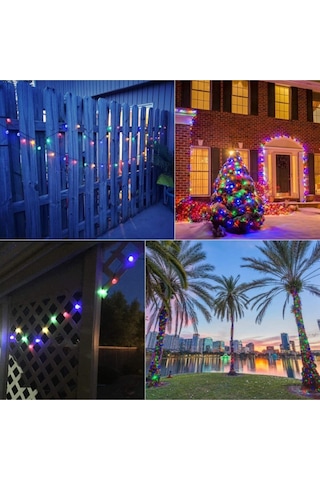 Güneş Enerjili 7 M 50 Led Rgb Çok Renkli Kristal Top Solar Bahçe Aydınlatması Led Lamba