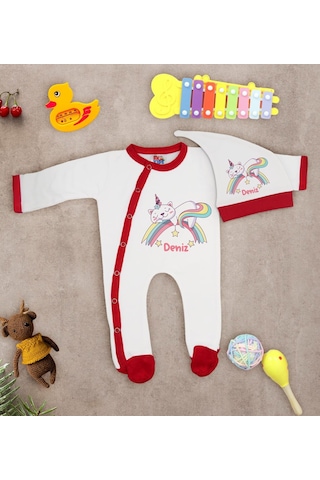 Bk Kids Kişiye Özel Bebek Kıyafeti, Bebek Giyim Hediyesi, Tulum Zıbın Ve Kukuletalı Şapka Seti-3 Çok Renkli
