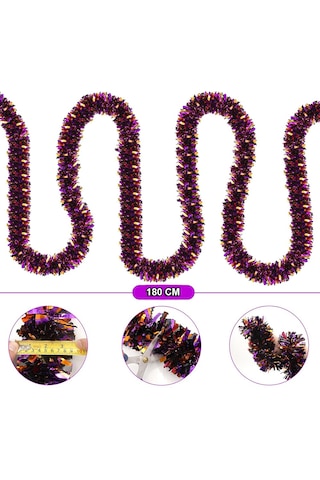 Mor Turuncu Renk 4 Cm Genişlik Garland Çift Renk Sim Süs 180 Cm 50001 Diğer