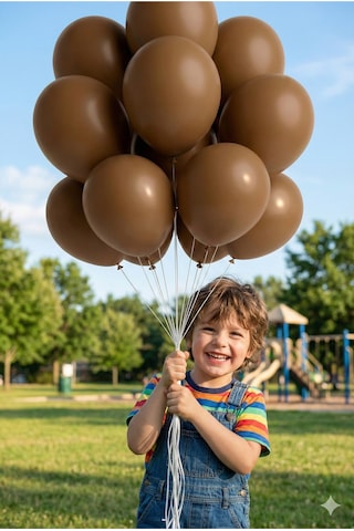 Pastel Balon 11 İnc 28 Cm Doğum Günü Parti Malzemeleri 10 Adet Kahverengi