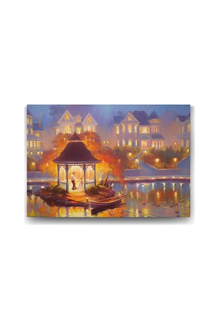 Altında Işıklı Gece Tablosu - 45x30cm Çok Renkli