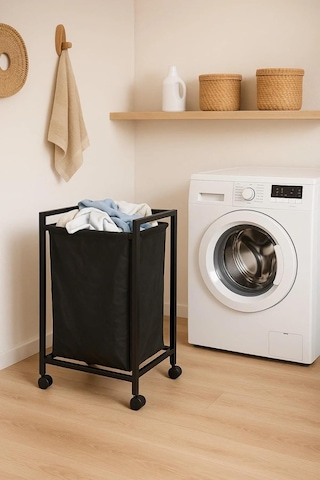 75 Litre Frenli Tekerlekli Metal Çamaşır Ve Kirli Sepeti Diğer