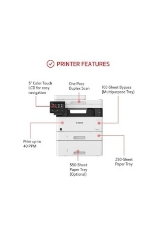 Canon İ-sensys Mf-453dw A4 Mono Çok Fonksiyonlu Lazer Yazıcı 38 Ppm, 1200 1200 Dpi, 50 Sayfa Adf & Wi-fi