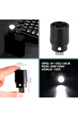 Omeniv Usb Fener Lamba Işıldak Led Kamp Deprem Outdoor Powerbank Siyah
