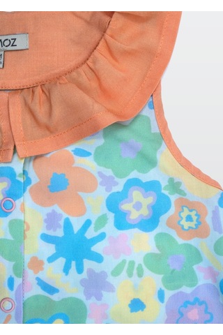 İnce Dokuma Fırfırlı Çiçek Desenli Yazlık Kız Çocuk Bebek Tulum Çok Renkli