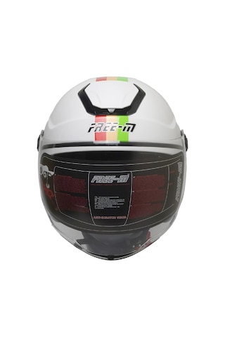 Free-m 618 Yarım Kask İtalyan Güneş Vizörlü Beyaz-yeşil-kırmızı