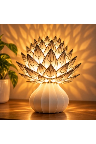 Lotus Çiçeği Masa Lambası Dekoratif Abajur Standart Duy Elektrikli Gece Lambası Çok Renkli