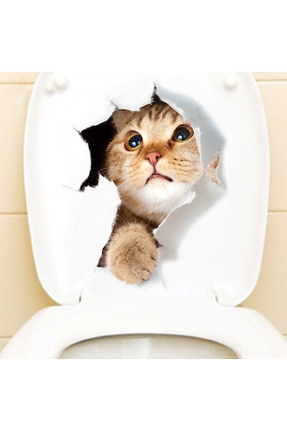 Vkemall 3d Gerçekçi Kedi Desenli Su Geçirmez Otomatik Yapışkan Pvc Duvar Sticker - Xh2005 Modeli Diğer