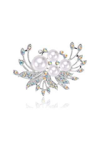 Monyee Zirve Simge Gümüş Renkli İmitasyon İncili Kelebek Motifli Broş - Güzellik Ve Zarafetle Takı Kolleksiyonunu Zenginleştirin Gümüş