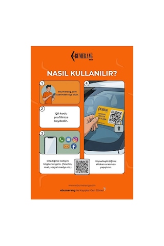 Ebumerang Araç İletişim Qr Etiketi Sticker Dijital Numaratör 1