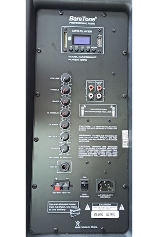 Baretone Max-15mhwr Taşınabilir Hoparlör,2 Xkablosuz Mikrofon,mp3