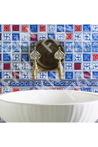 Fkn İkili Hamam Taslı Desenli Perlatörlü Antik Osmanlı Musluk Bronz